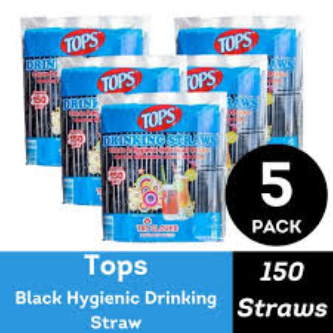 TOPS BLACK HYGIENIC DRINKING STRAWS SHORT